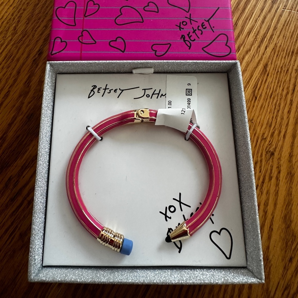 Betsey Johnson pink glittery pencil bracelet